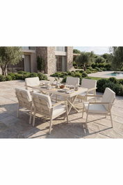 Hanah Home Monte - Cream Conjunto de Mesa y Sillas de Jardín de 7 Piezas